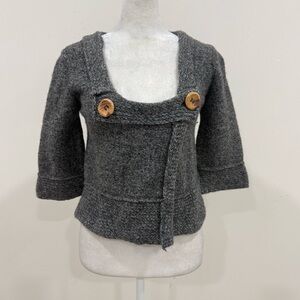 Free People Sweater Womens Gray 3/4 Sleeve Crop Preppy Academia Wool Blend M